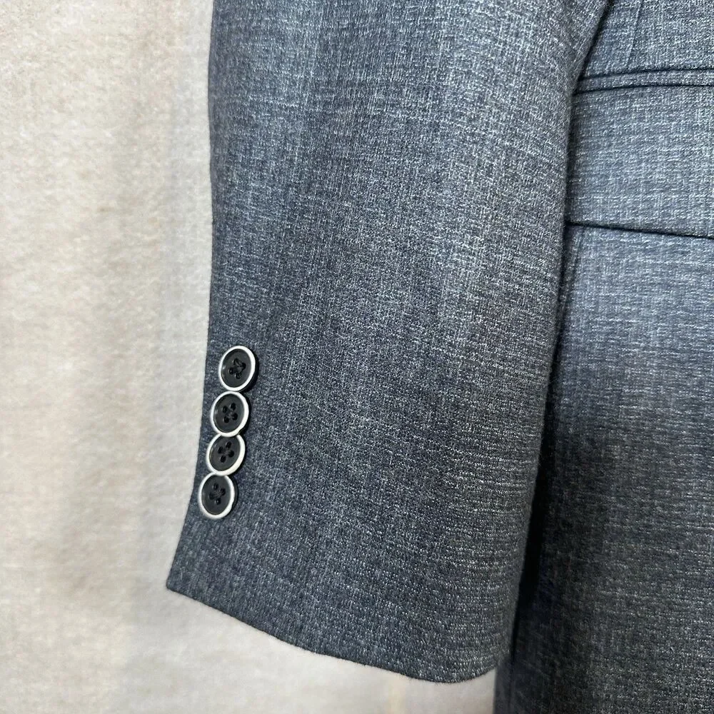 John Varvatos Bleecker Wool Slim Single-Breasted Blazer Dark Grey Men’s Size 42R